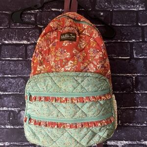 Matilda Jane Red and Green Backpack with Bohemian Flair